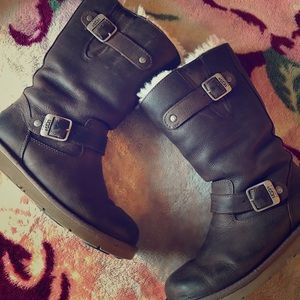 Brown leather UGGs